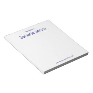 From the Desk of Your Name Blue and White Notepad
