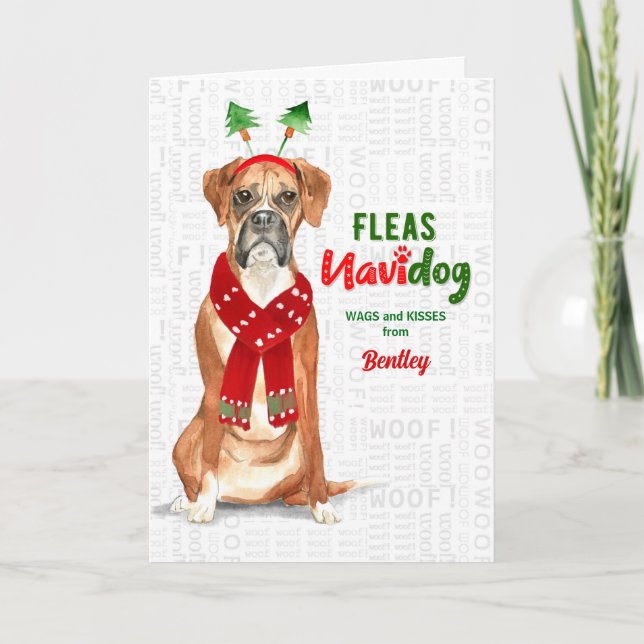 from the Dog Funny Boxer Christmas Holiday Card (Front)