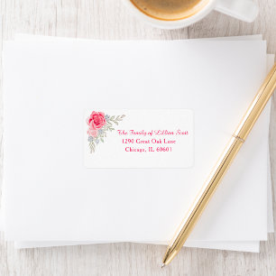 From the Family Elegant Floral Funeral Address  Label