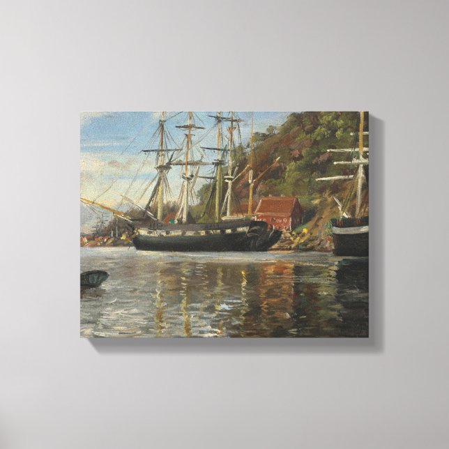 From the Harbour in Arendal by Siegwald Dahl Canvas Print (Front)