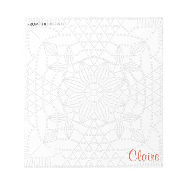 From the Hook Of Custom Colour Crochet-Themed Notepad (Front)