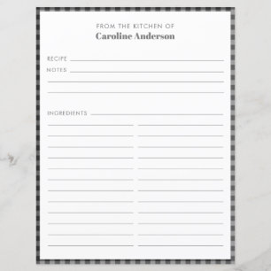 From The Kitchen   Black Grey Plaid Recipe Page