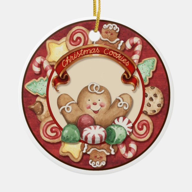 From the Kitchen Christmas Cookies - SRF Ceramic Tree Decoration (Front)