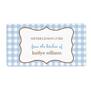 From the kitchen of blue gingham custom label