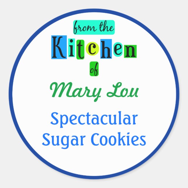 From the Kitchen of Blue Green Baking Stickers (Front)