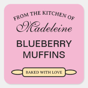 From the kitchen of blueberry muffin baking square sticker