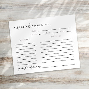 From the Kitchen of Bridal Shower Recipe Card