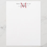 From the Kitchen of Burgundy Red Monogram Recipe