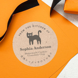 From the Kitchen of Halloween Black Cat Kraft Classic Round Sticker