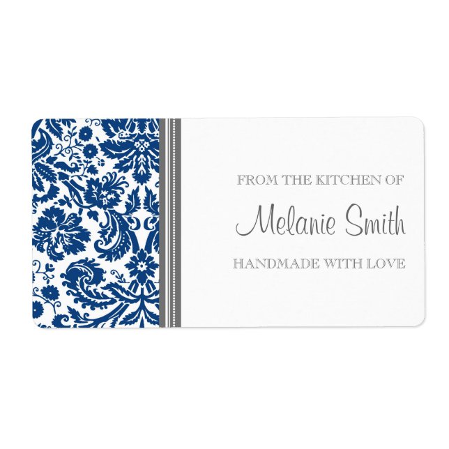 From the Kitchen of Labels Blue Damask (Front)