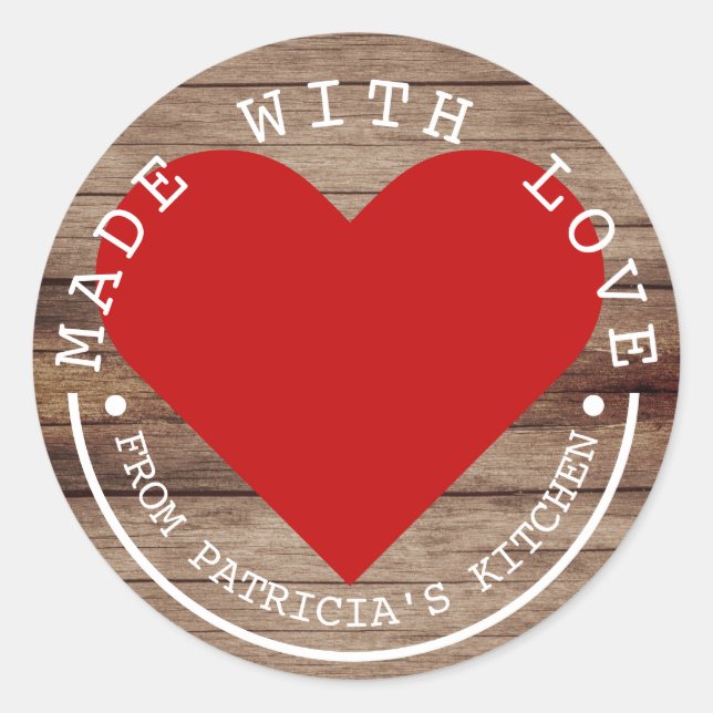 From The Kitchen Of - Made With Love Rustic Wood Classic Round Sticker (Front)