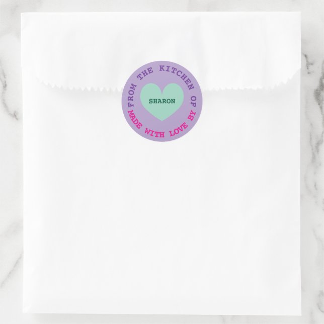 From the kitchen of Made with love small heart Classic Round Sticker (Bag)