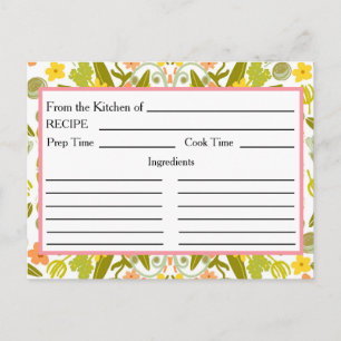 From the Kitchen of Recipe Cards Gold Pink Floral 