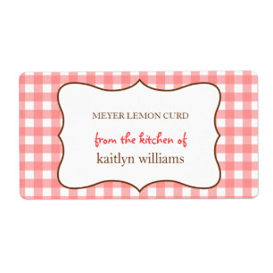 From the kitchen of red gingham custom label