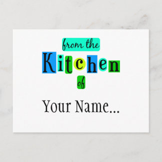 From the Kitchen of Retro Blue Green Custom Postca Postcard