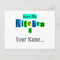 From the Kitchen of Retro Blue Green Custom Postca