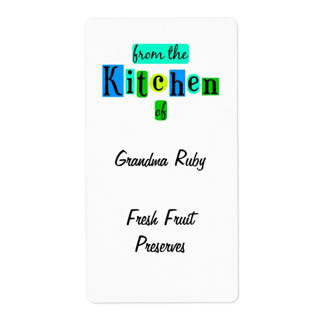 From the Kitchen of Retro Blue Green Recipe Label (Front)