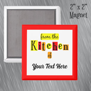 From the Kitchen of Retro Custom Red Border Fridge Magnet