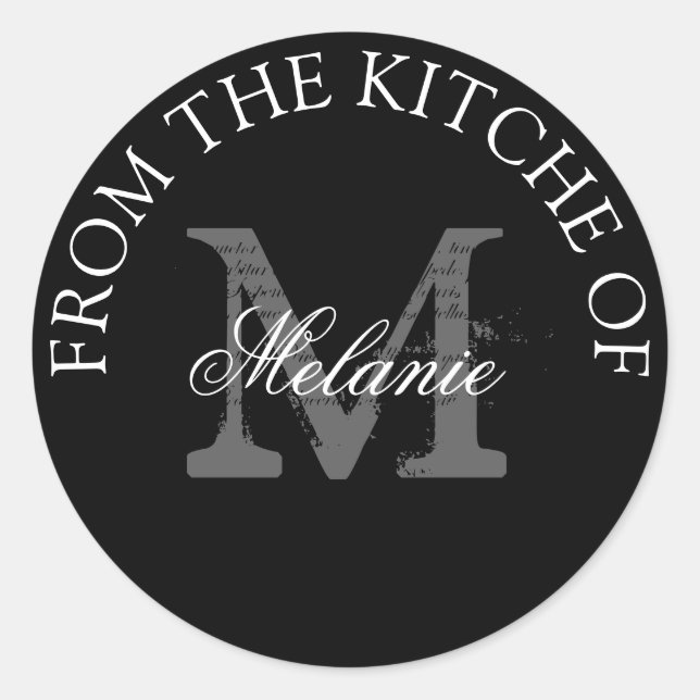 From the kitchen of round monogram stickers (Front)