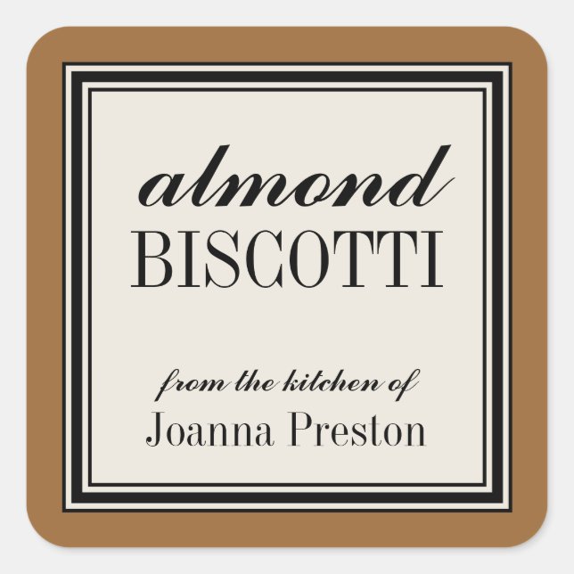 "From the Kitchen of" Square Label Template (Front)