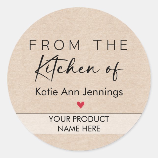 From the Kitchen of Stickers Custom Product Labels (Front)