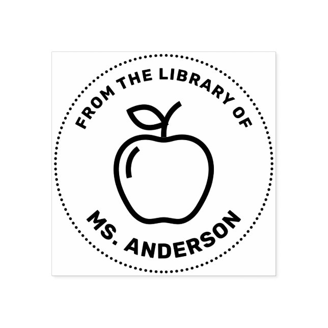 From The Library Of Apple Personalised Teacher  Rubber Stamp (Imprint)