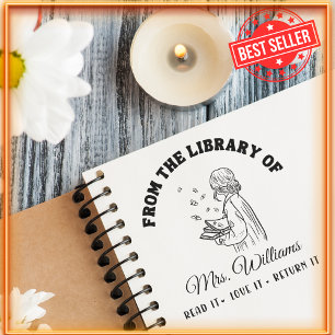 From The Library Of   Butterflies on Book, Teacher Self-inking Stamp