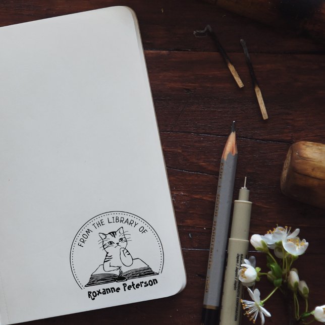 From the Library Of, Cute Cat Book  Rubber Stamp (Creator Uploaded)