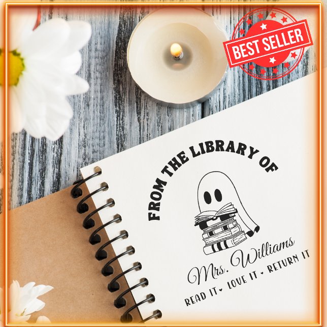 From The Library Of | Cute Ghost Teacher Book Self-inking Stamp (Creator Uploaded)