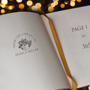 From the library of floral  self-inking stamp