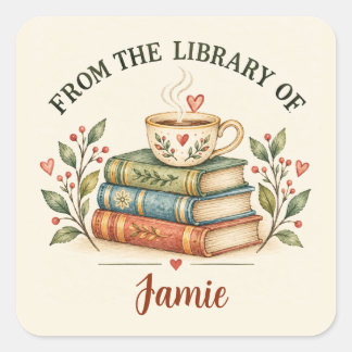 From the Library of | Personalised Book Lover Square Sticker