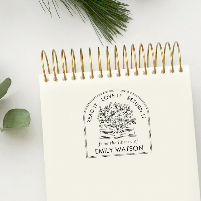 From The Library Of | Personalised Botanical Book Rubber Stamp (Creator Uploaded)
