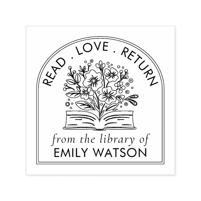 From The Library Of | Personalised Botanical Book Self-inking Stamp (Design)