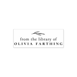 From The Library Of | Simple Elegant Botanical Self-inking Stamp