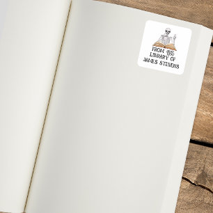 From The Library Of Skeleton Reading Book Lover Square Sticker