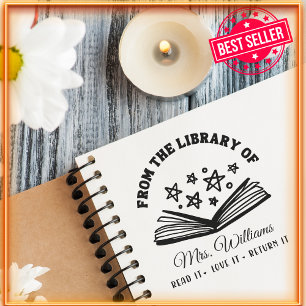 From The Library Of   Stars Vintage Book  Self-inking Stamp
