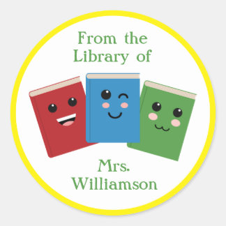 From the Library of Teacher Name Personalised Clas Classic Round Sticker