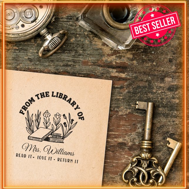 From The Library Of | Wild Flowers Teacher Book  Self-inking Stamp (Creator Uploaded)