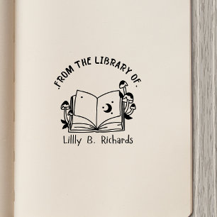 From the Library of [Your Name] – Magical Book Rubber Stamp