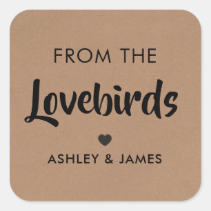 From the Lovebirds Label, Bird Seed Tag, Kraft Square Sticker