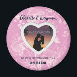 From the Pink Heart | Wedding | Save The Date Magnet<br><div class="desc">Make your wedding Save The Date extra special with our customisable magnet featuring a beautiful orchid flower background and a heart-shaped frame. Add your own photo to make it truly unique and personalised. With customisable text, you can make sure your guests get all the details they need for your special...</div>