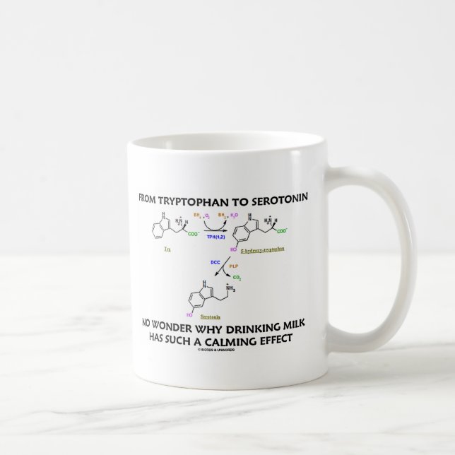 From Tryptophan To Serotonin (Chemistry Humour) Coffee Mug (Right)
