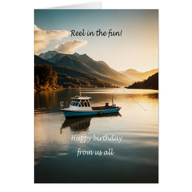 From Us All Fishing From a Boat Birthday (Front)