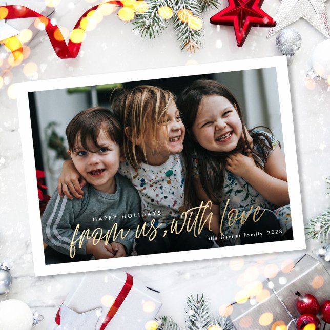 From us with love one photo holiday card (Creator Uploaded)