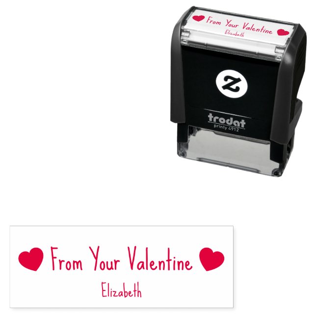 From Your Valentine with 2 Hearts and Name Self-inking Stamp (In Situ)