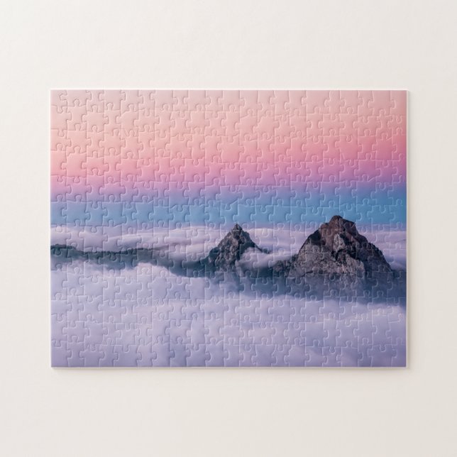 Fronalpstock mountains Switzerland pink sky Jigsaw Puzzle (Horizontal)
