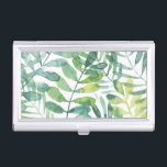 Frond Waltz - Palm Frond Leaves Business Card Holder<br><div class="desc">Frond Waltz I by Grace Popp. Features tropical greenery in a watercolor-like style.</div>