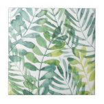 Frond Waltz - Palm Frond Leaves Tile<br><div class="desc">Frond Waltz I by Grace Popp. Features tropical greenery in a watercolor-like style.</div>