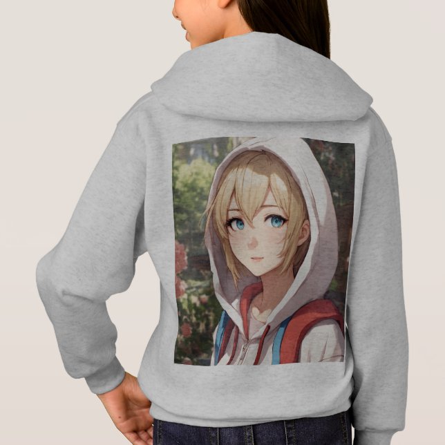"Front and Back Cute Anime Girls T-shirt" (Back)