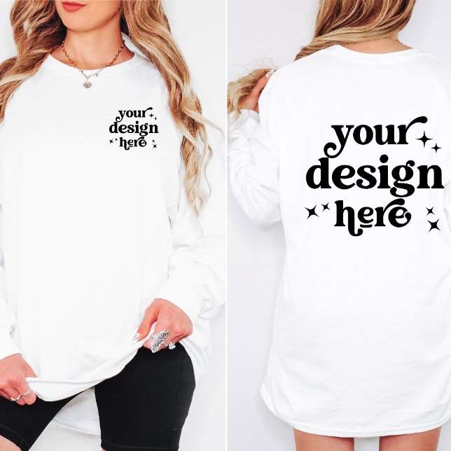 Front and Back Design Custom Logo Long Sleeved T-Shirt (Creator Uploaded)